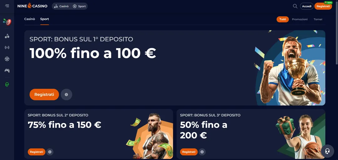 Nine Casino Bonus sportivi